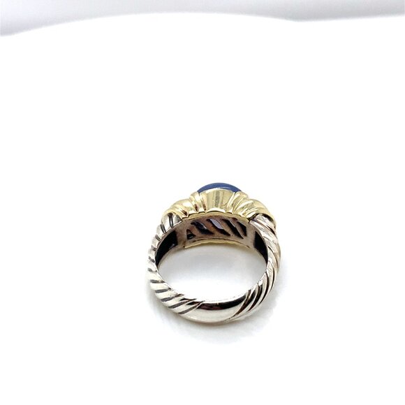 David Yurman Sterling Silver and 14K Yellow Gold Chalcedony Cable Ring - Picture 5 of 5